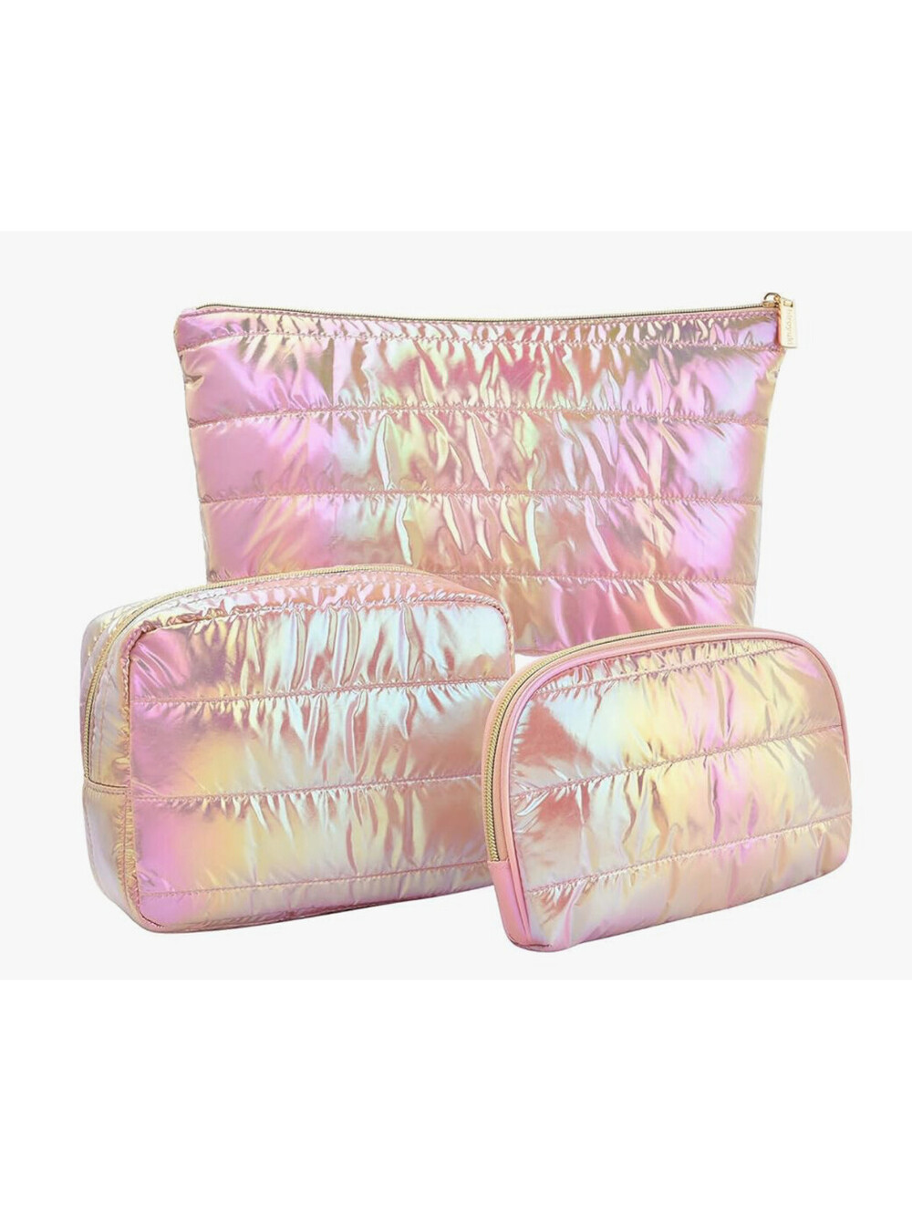Iridescent Quilted Makeup Bag, 3pcs  Makeup Bag Set Large Hiroyuki New